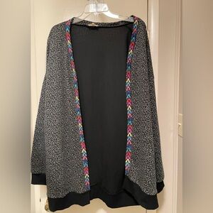Layerz Clothing Animal Print Embroidered Cardigan Sz3x